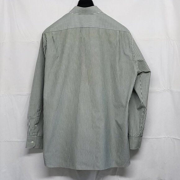 1901 Mens Dress Shirt 17 34-35 Athletic Fit Long Sleeve Cotton Striped Green - Picture 9 of 15